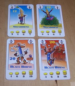 Bohnanza 20 Jahre - Vergleich Sojabohne und Blaue Bohne